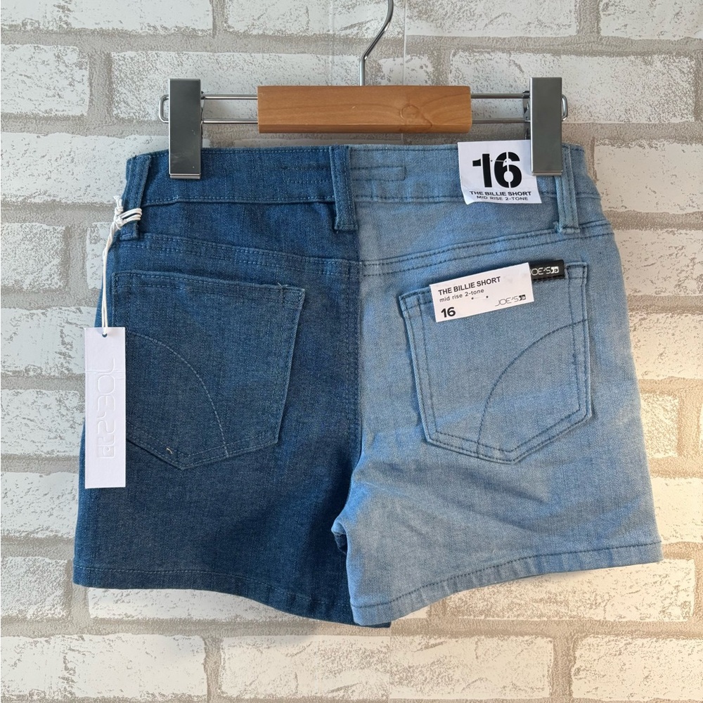 NWT Joe's Jeans Girls Billie Colorblock Denim Mid Rise Shorts Size 16 - Picture 2 of 2